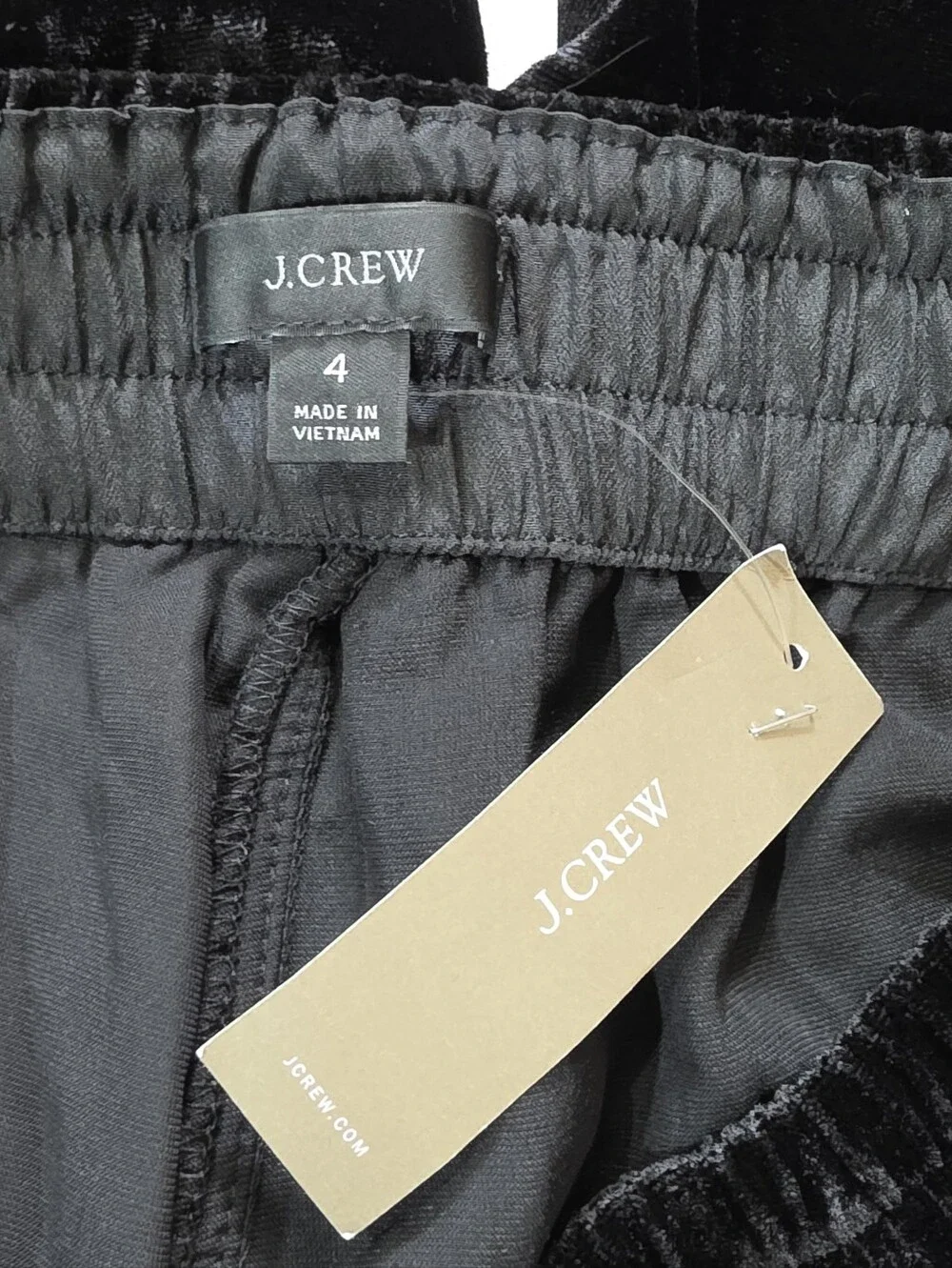 NWT J. Crew Velvet Pants Womens Size 4 Black Whimsigoth Dressy Trousers
